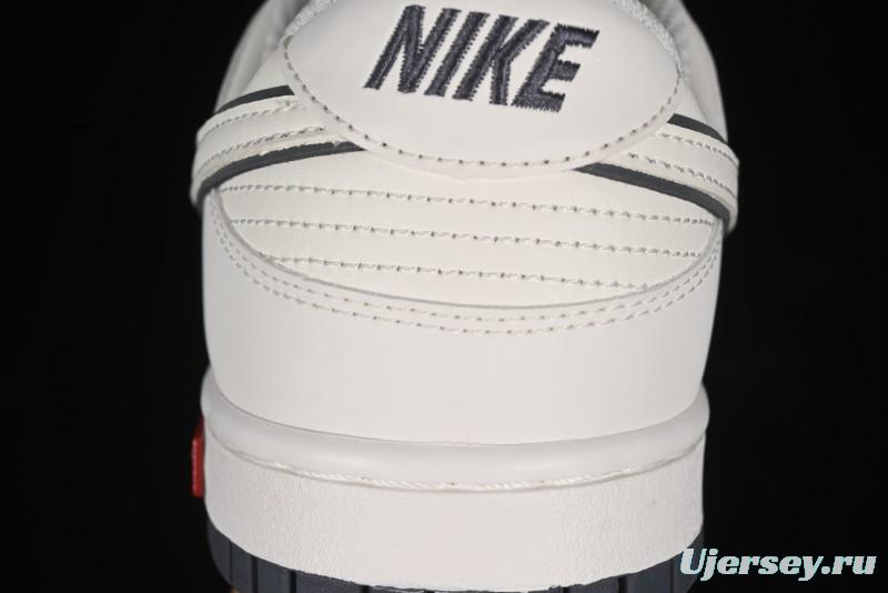 Nike SB Dunk Low Supreme Collaboration - Beige Grey Swoosh Anniversary Customized Low-Top Casual Skate Shoes - DJ2024-014