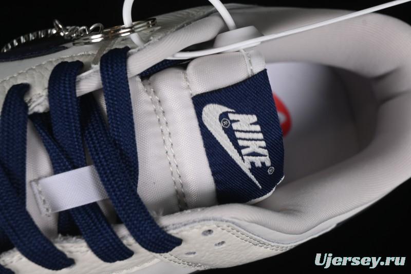 Nike SB Dunk Low Comme des Garcons Collaboration - Off-White Blue Swoosh Anniversary Custom Low-Top Casual Sneakers - KK1888-008