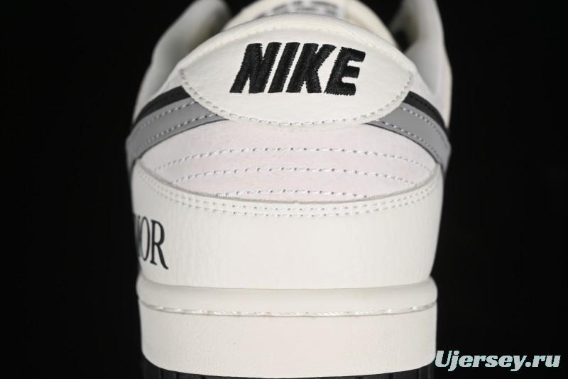 Nike SB Dunk Low Dior Collection - Beige Grey Black Swoosh Anniversary High-End Custom Low-Top Casual Skate Shoes - XD6188-041