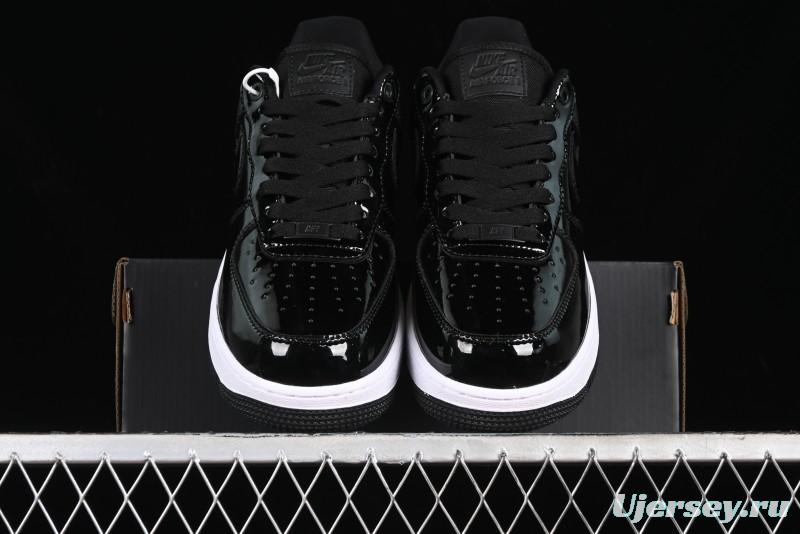 Nike Air Force 1 '07 Low Patent Leather All Black Casual Sneakers - AH6827-001