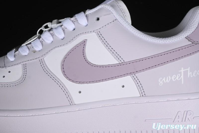 Nike Air Force 1 '07 Low Casual Sneakers with Anime-Inspired Light Gray Purple Spray Paint Design - DY8899-004