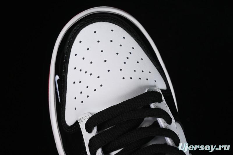 Nike SB Dunk Low UN Collaboration - White Black Patent Leather Anniversary Custom Low-Top Casual Skate Shoes - XB3802-349
