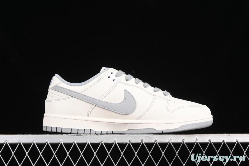 Nike SB Dunk Low Supreme Collaboration - Off White Gray Double Swoosh Anniversary Custom Low-Top Casual Skate Shoes - XX2025-317