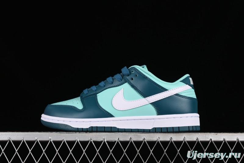 Nike Dunk Low SB Skateboarding Shoes in White and Geode Teal - DD1503-301
