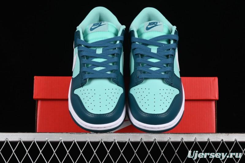 Nike Dunk Low SB Skateboarding Shoes in White and Geode Teal - DD1503-301