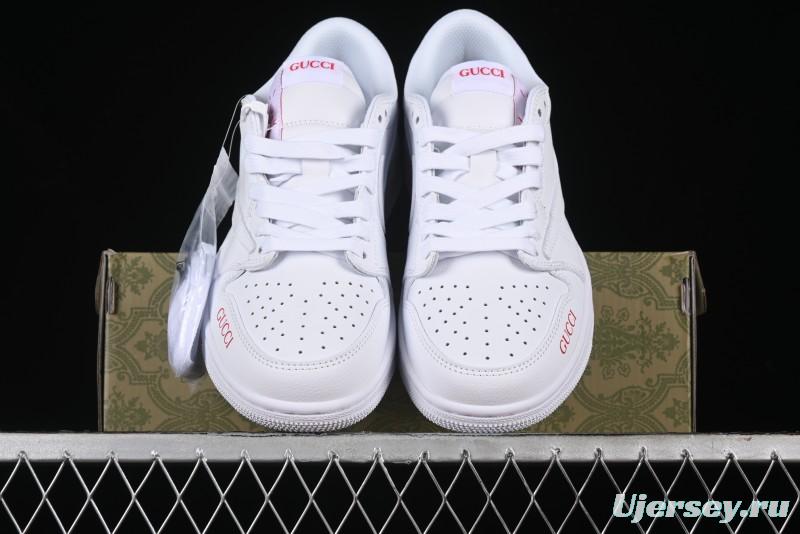 Nike Travis Scott x Fragment Design x Air Jordan 1 Low OG SP AJ1 Gucci Collaboration - White Low-Top Casual Sneakers LJ5188-014