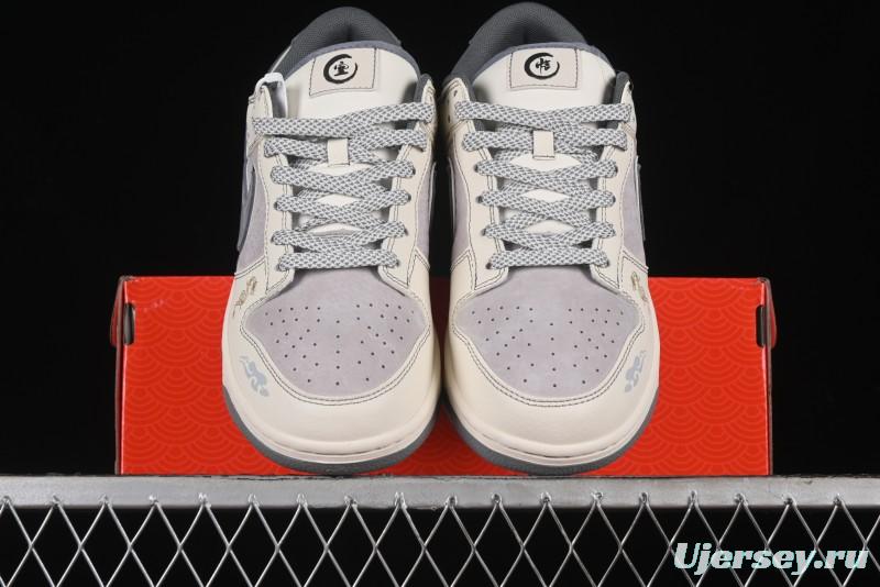 Nike SB Dunk Low Black Wukong Series - Light Gray Swoosh Anniversary Custom Low-Top Casual Skate Shoes - SJ1098-013