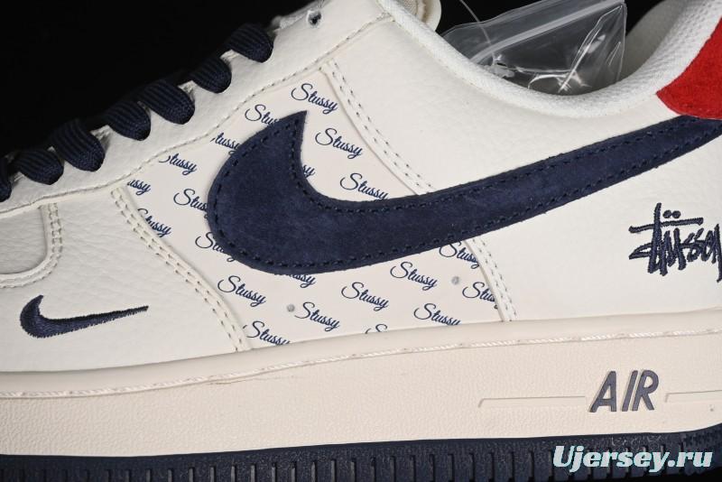 Nike Air Force 1 '07 Low Stussy Collaboration - Blue Red Print Low-Top Casual Sneakers - XZ3318-566