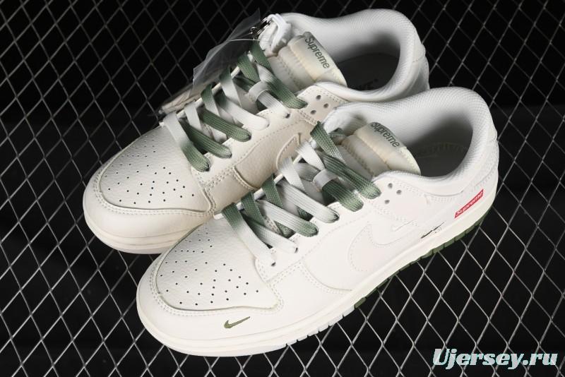 Nike SB Dunk Low Supreme Collaboration - Beige Green Two-Tone Anniversary High-End Custom Low-Top Casual Skate Shoes - BB8675-109
