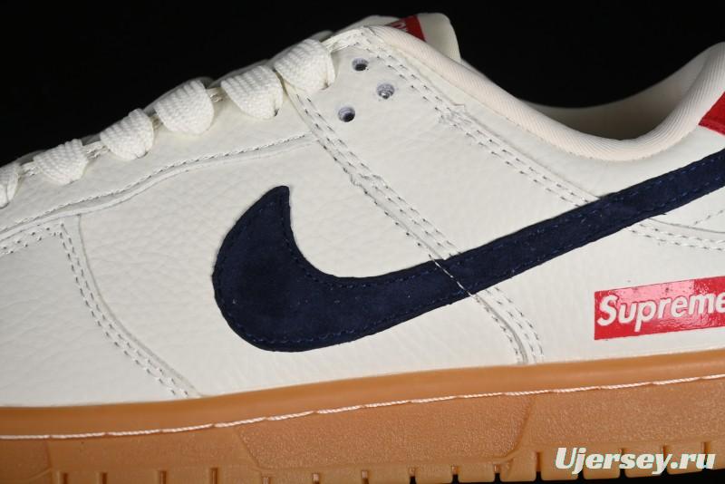 Nike SB Dunk Low Supreme Collaboration - Off White Gum Anniversary Customized Low-Top Casual Skate Shoes - JH8310-945