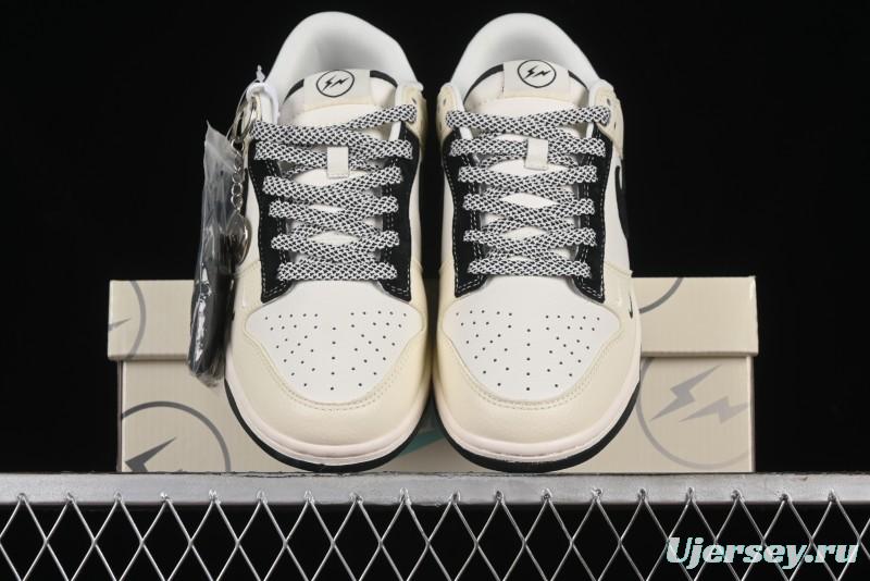 Nike SB Dunk Low Lightning Collaboration - Off White Black Double Swoosh Anniversary Custom Low-Top Casual Skate Shoes - XY1688-007