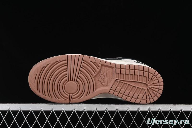 Nike SB Dunk Low Stussy Collaboration - Grey Black Checkerboard Gum Sole Anniversary Custom Low-Top Casual Skate Shoes - CF3688-031