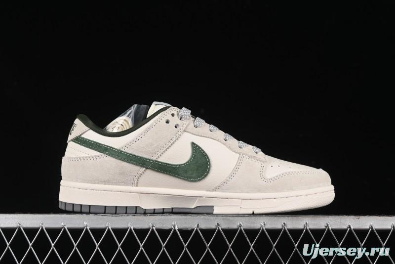 Nike SB Dunk Low Supreme x Stussy Triple Collaboration - Off White Green Swoosh Anniversary Custom Low-Top Casual Sneakers - SJ2068-303