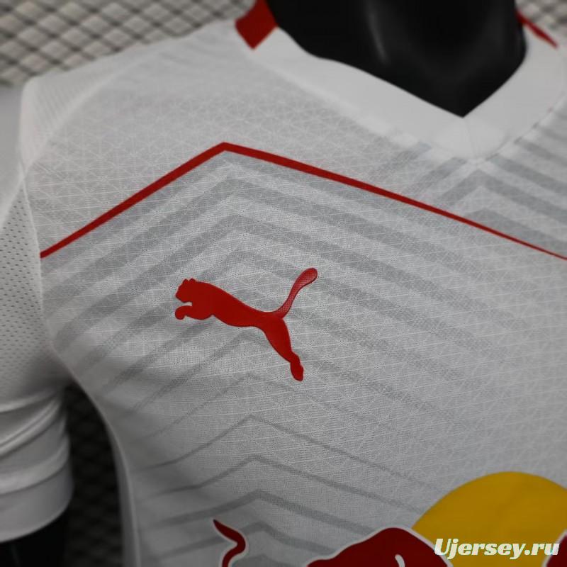 Player Version 25/26 RB Leipzig White with Chevron Pattern and Red Bull Logo Jersey