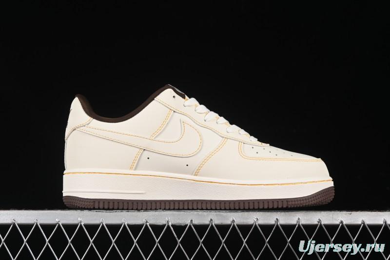 Nike Air Force 1 '07 Low UN Collaboration Casual Sneakers in Off-White with Yellow Stitch - KK3333-002