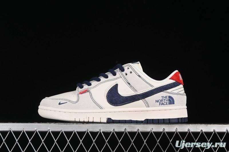 Nike SB Dunk Low The North Face Collaboration - Grey Pigskin Navy Swoosh Anniversary Custom Low-Top Casual Skate Shoes - SJ1089-012