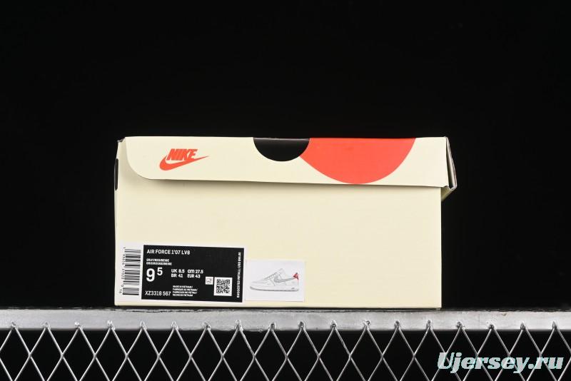 Nike Air Force 1 '07 Low Stussy Collaboration - English Beige Grey Red Low-Top Casual Sneakers - XZ3318-567