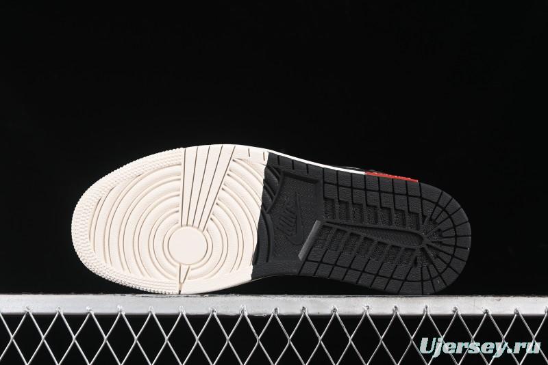 Nike Travis Scott x Fragment Design x Air Jordan 1 Low OG SP AJ1 Supreme Stussy Collaboration - Red Tab Black Warrior Low Top Casual Sneakers - SJ2068-124