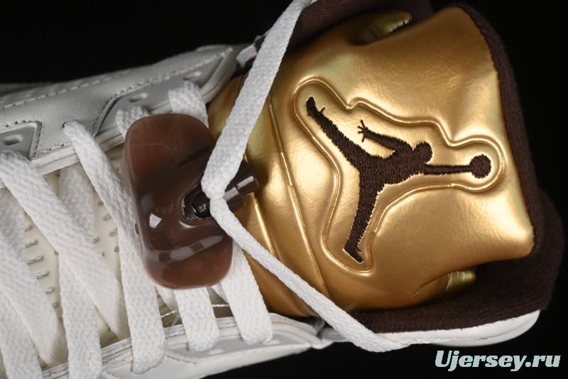 Nike Air Jordan 5 Retro Basketball Shoes in White/Tan - DD9336-200