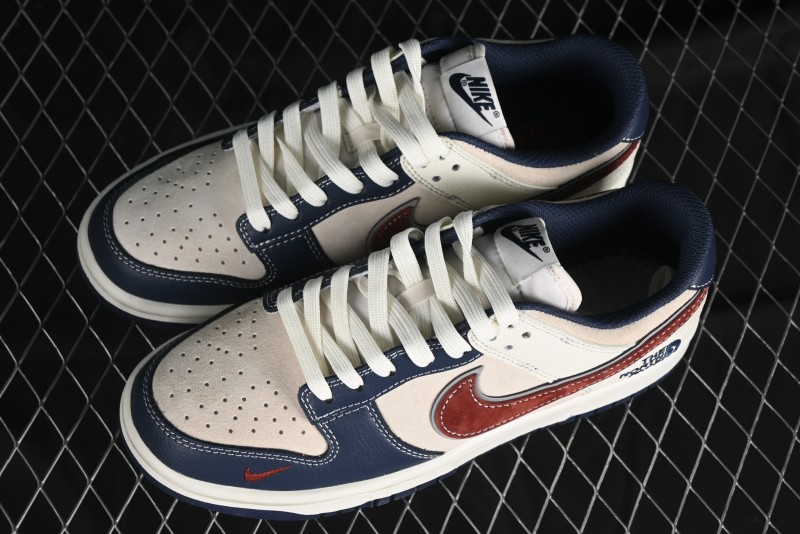Nike SB Dunk Low The North Face Collaboration - Two-Tone Red Brown Swoosh Anniversary Custom Low-Top Casual Skate Shoes - DJ2024-036