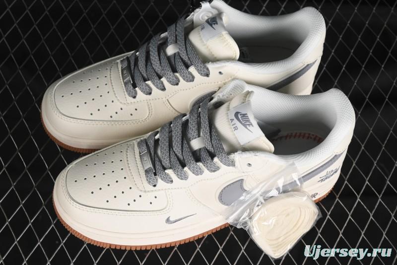 Nike Air Force 1 '07 Low Stussy Collaboration - Light Bone Gum Sole Casual Sneakers - XZ5688-003