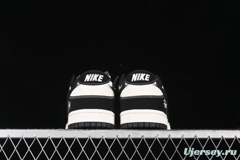 Nike SB Dunk Low x AMBUSH x Stussy Collaboration - Black Stitch Anniversary Custom Low-Top Casual Sneakers - XX2025-358