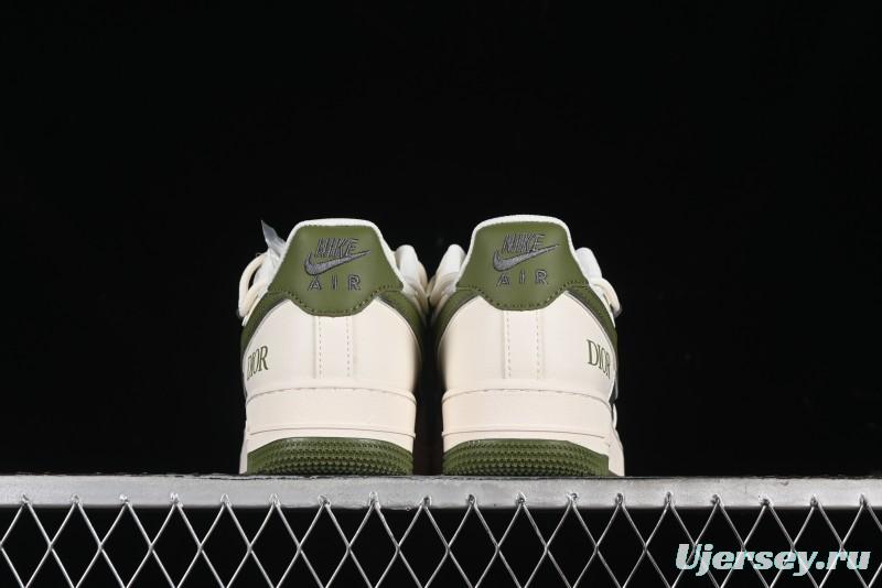 Nike Air Force 1 '07 Low Dior Collaboration - White Green Drawstring Casual Sneakers - SJ1198-200