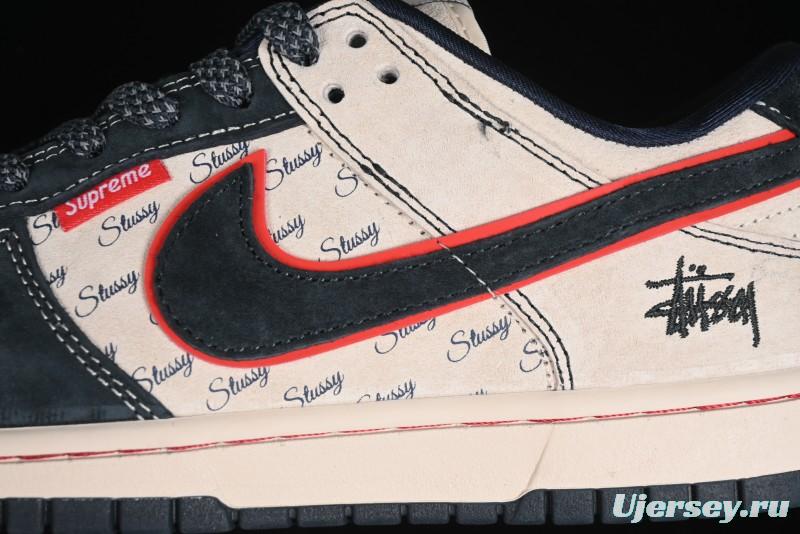 Nike SB Dunk Low Stussy Collaboration - Anniversary High-End Custom Low-Top Casual Skate Shoes - DQ1098-520