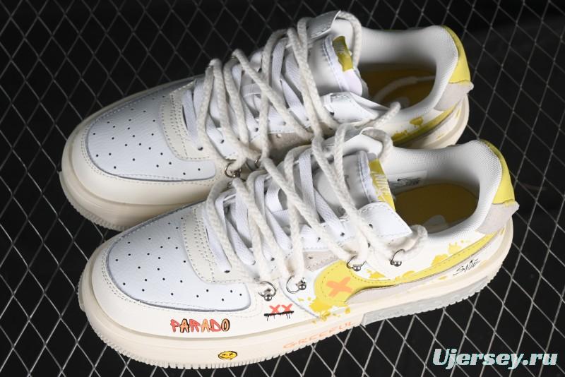 Nike Air Force 1 Fontanka Custom Graffiti Low-Top Casual Sneakers with Deconstructed Dual Laces - DV6984-001