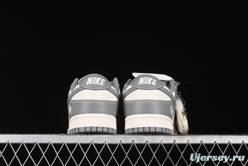 Nike SB Dunk Low Stussy Collaboration - Midnight Grey Anniversary Custom Low-Top Casual Skate Shoes - BB9898-007