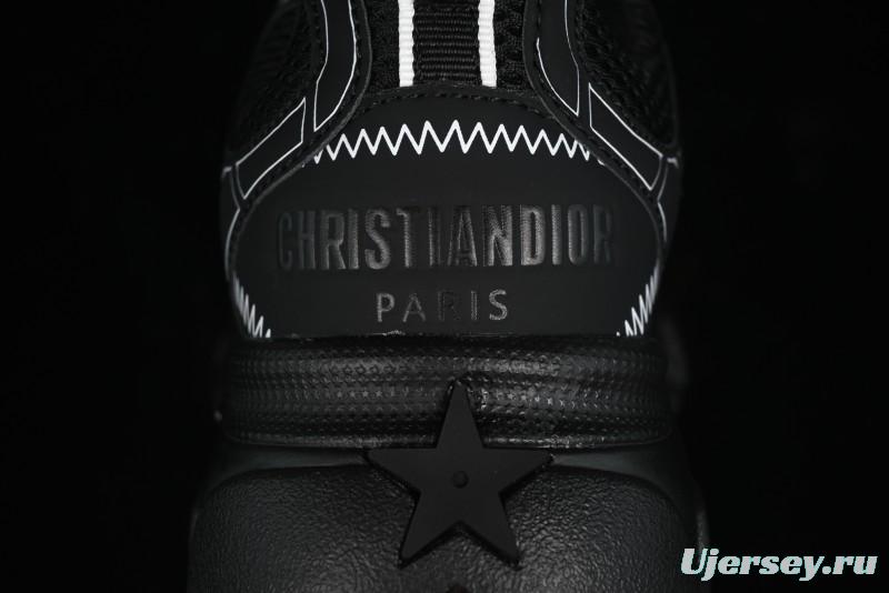 Dior Chrono Round Toe Lace-Up Lifestyle Casual Running Sneakers - 6865 WHITE BLACK