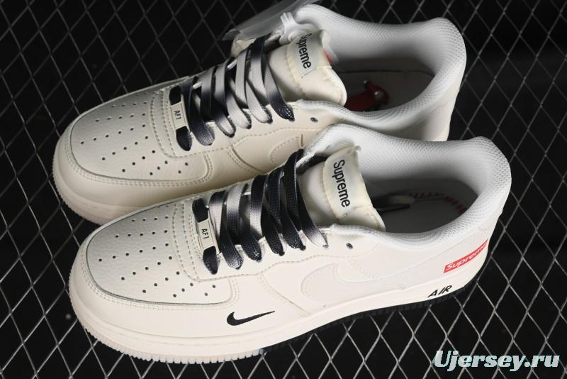 Nike Air Force 1 '07 Low Supreme Collaboration - White Black Two-Tone Low-Top Casual Sneakers - BB7577-217