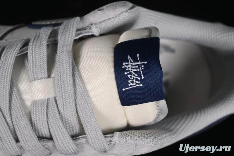 Nike Air Force 1 '07 Low Stussy Collaboration - Grey Pigskin Blue Sole Low-Top Casual Sneakers - XZ3318-028