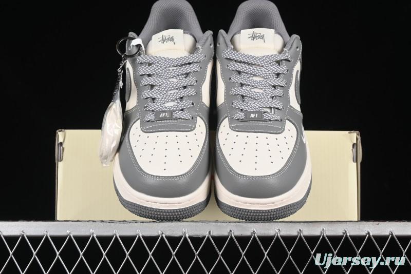 Nike Air Force 1 '07 Low Stussy Collaboration - Premium Gray Low-Top Casual Sneakers - BB5353-512