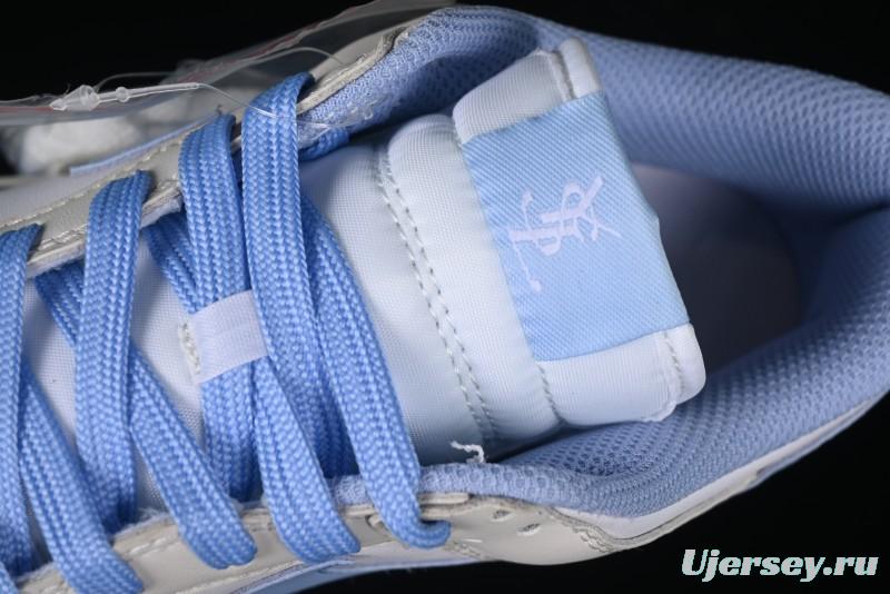 Nike SB Dunk Low Saint Laurent Series - White Grey Blue Swoosh Anniversary High-End Custom Low-Top Casual Sneakers - GF2409-168
