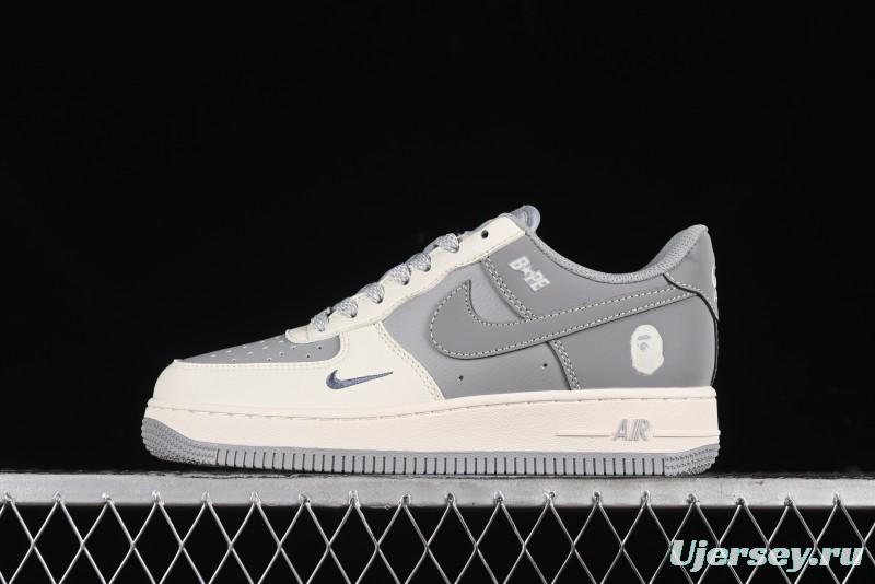Nike Air Force 1 '07 Low Bape Collaboration - Off White Grey Low Top Casual Sneakers - BB6566-207