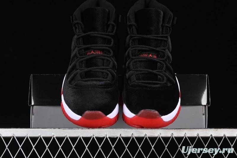 Nike Air Jordan 11 Retro "Bred Velvet" Basketball Shoes with Velvet Overlay - DB5457-061