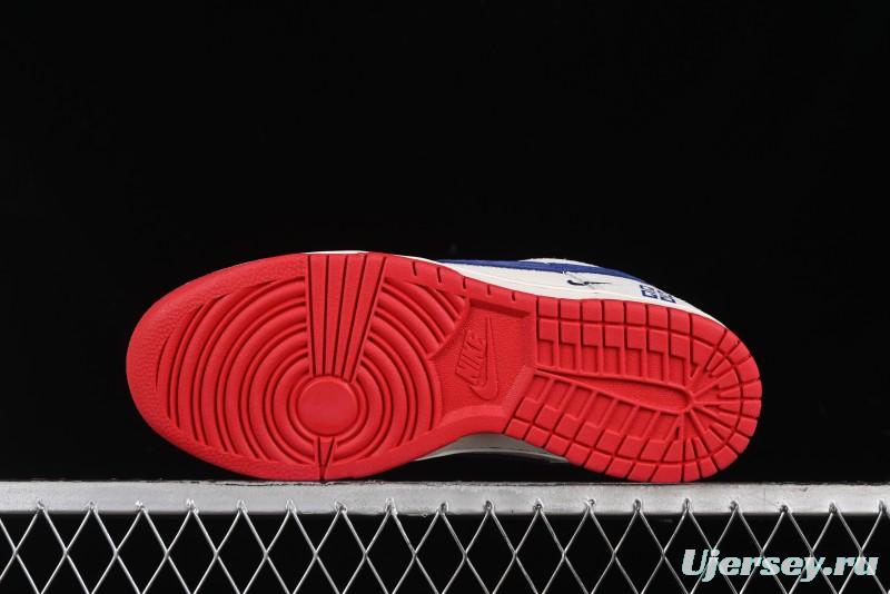 Nike SB Dunk Low Givenchy Collaboration - Gray Blue Red Double Swoosh Anniversary High-End Custom Low-Top Casual Sneakers - CF3688-033
