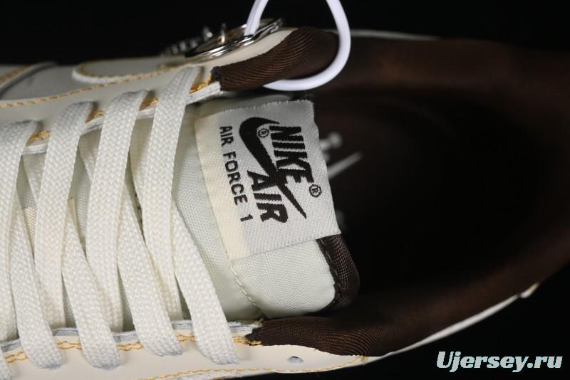 Nike Air Force 1 '07 Low UN Collaboration Casual Sneakers in Off-White with Yellow Stitch - KK3333-002