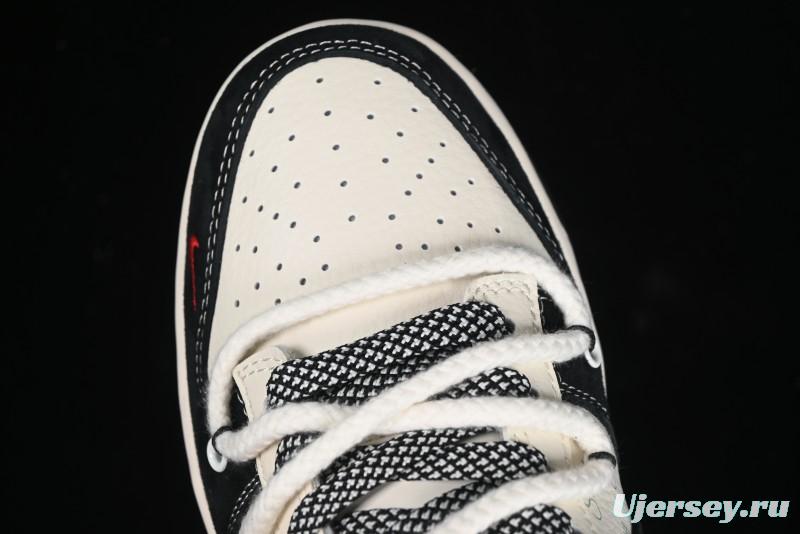 Nike SB Dunk Low Stussy Collaboration - White Embroidery Black Swoosh Anniversary Custom Low-Top Casual Sneakers - SJ2068-311