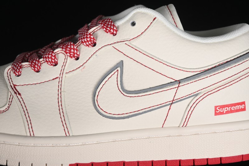 Nike Air Jordan 1 Low AJ1 Supreme Collaboration - Red Rabbit Retro Basketball Shoes - SJ9950-025