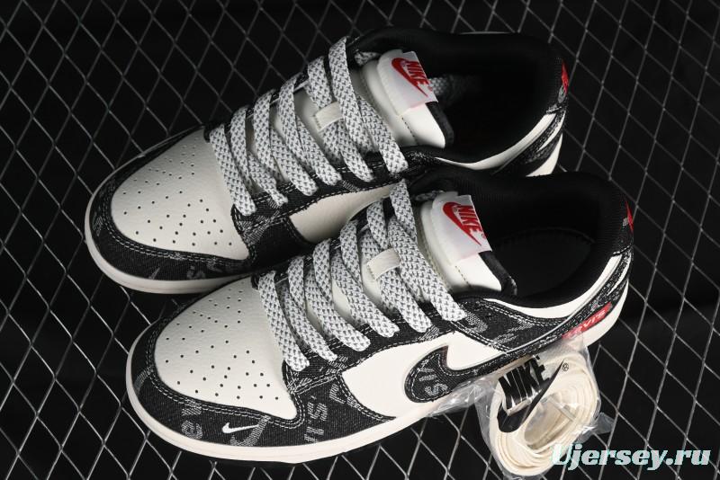 Nike SB Dunk Low Levi's Collaboration - Black Printed Denim Anniversary Customized Low-Top Casual Sneakers - XX2025-109