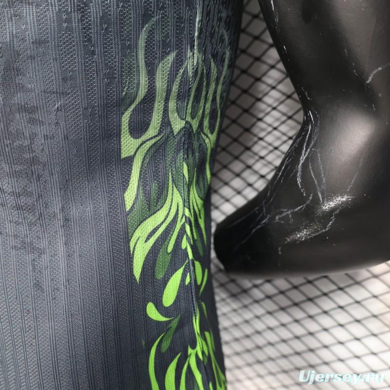 Player Version 2025 Brazil Dark Grey with Neon Green Flame Jersey