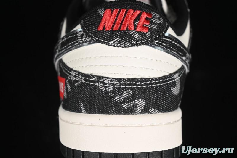 Nike SB Dunk Low Levi's Collaboration - Black Printed Denim Anniversary Customized Low-Top Casual Sneakers - XX2025-109