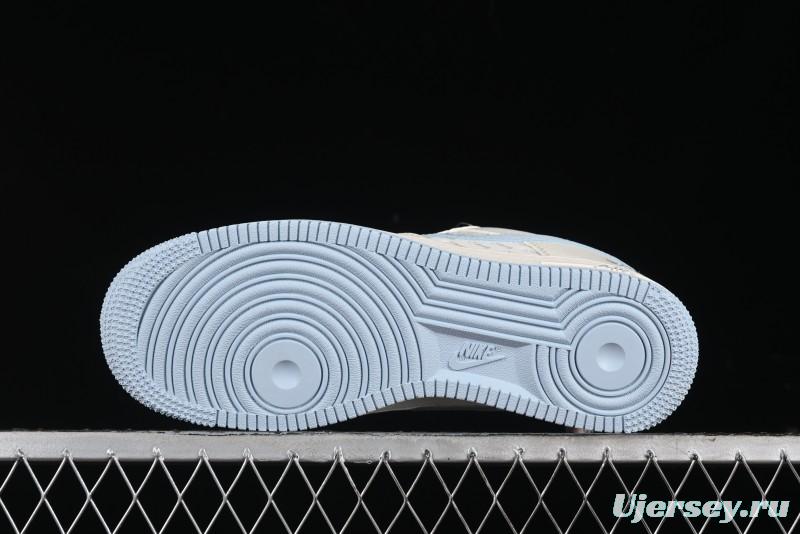 Nike Air Force 1 '07 Low Stussy Collaboration - Off White Elegant Blue Low-Top Casual Sneakers - XZ3328-002