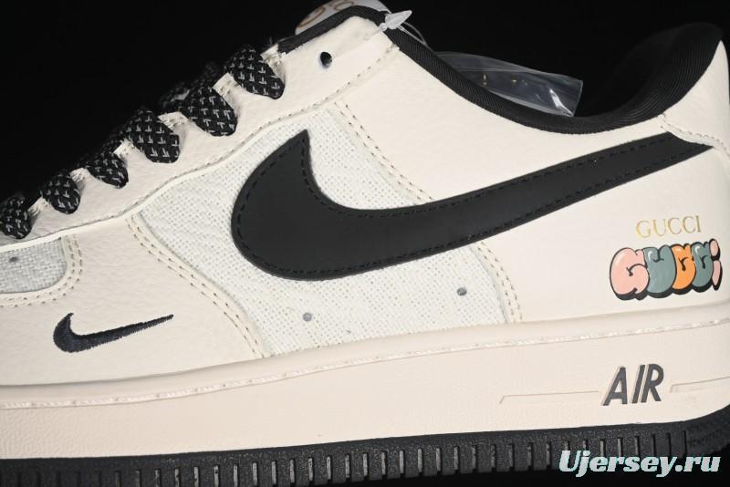 Nike Air Force 1 '07 Low Gucci Collaboration - Dark Blue Linen Casual Sneakers - XZ3398-888