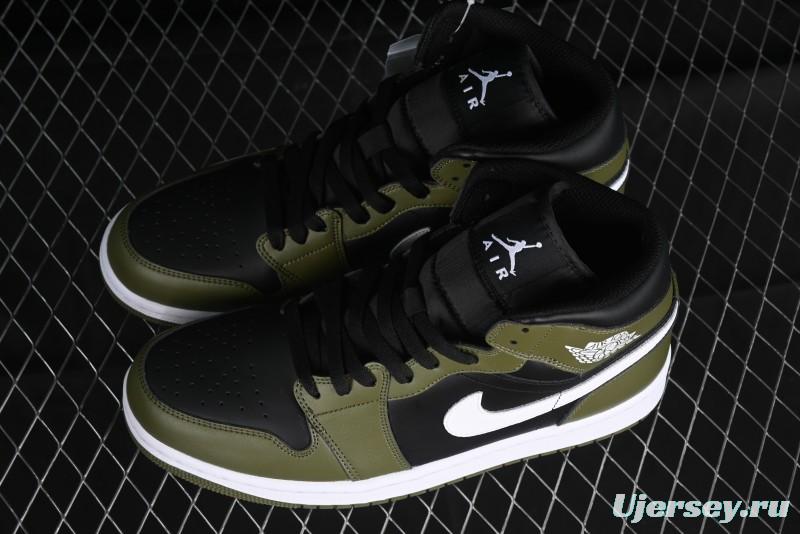 Nike Air Jordan 1 Mid AJ1 Army Green Mid-Top Casual Sneakers - DQ8426-092
