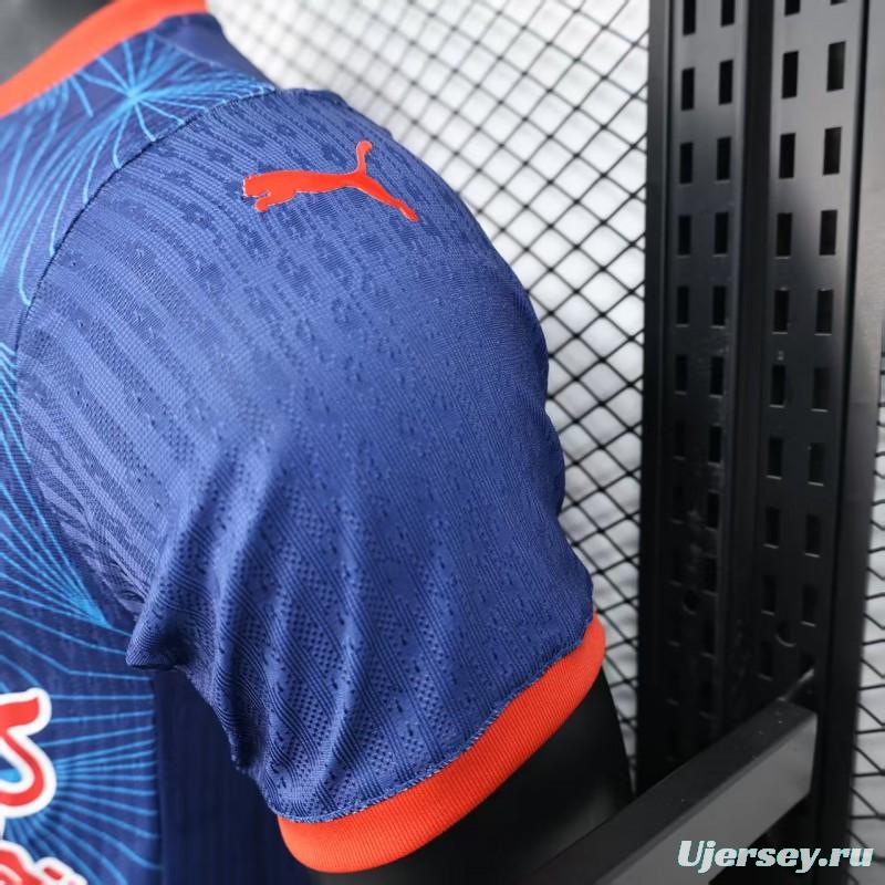 Player Version 25/26 RB Bragantino Blue with Geometric Pattern and Red Bull Logo Jersey