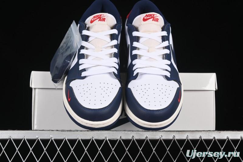 Nike Air Jordan 1 Low OG "Howard University" Casual Sneakers with Blue Toe and Red Heel - HQ2993-100