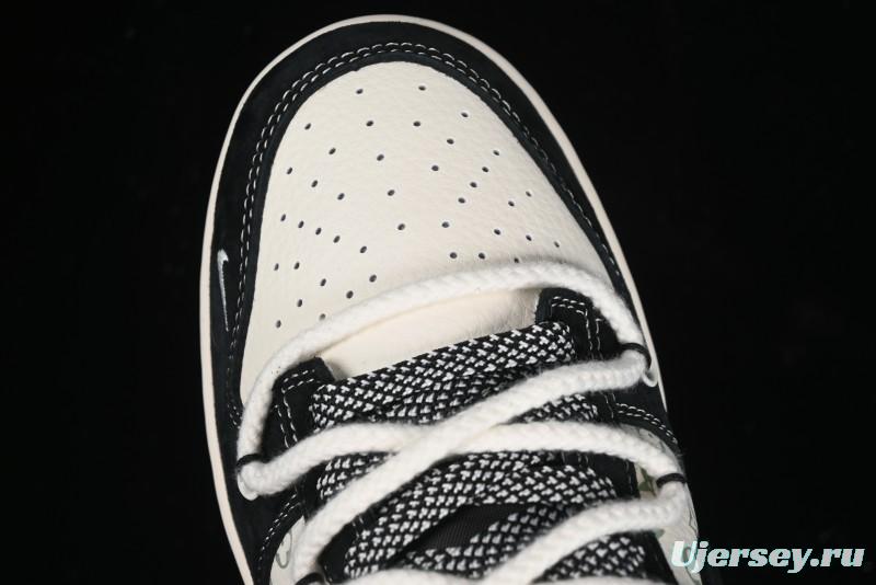 Nike SB Dunk Low Violent Bear Series - Lace-Up Beige with Black Swoosh Anniversary High-End Customized Low-Top Casual Skate Shoes - SJ2068-290